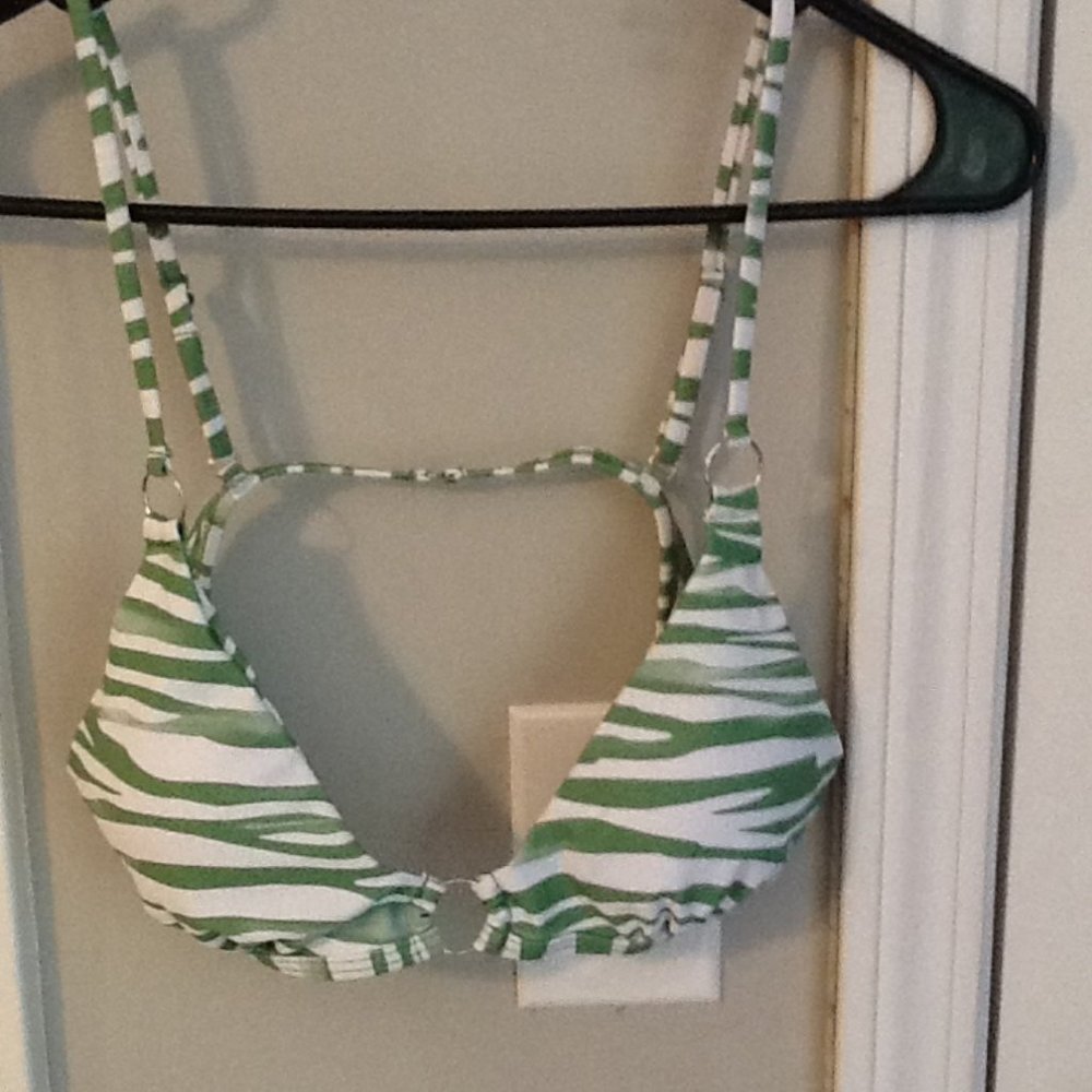 Green Zebra Print Bikini Top